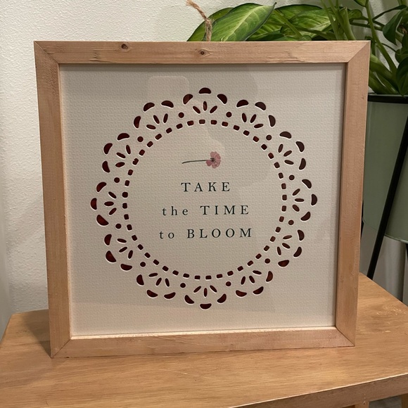 Cute Framed Wall Art with Flower NWT 12"x12" - Picture 2 of 6